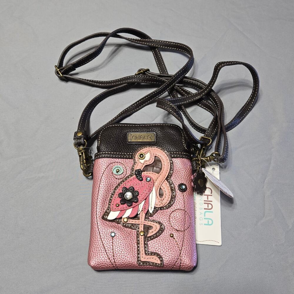 Chala Pink Flamingo Cell Phone Crossbody Bag